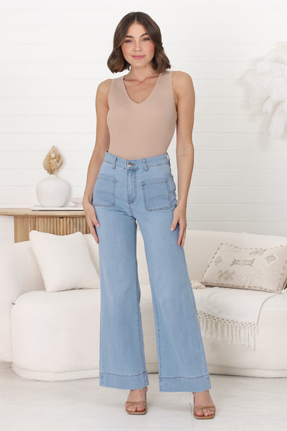 Cindy Wide Leg Jeans in Light Denim