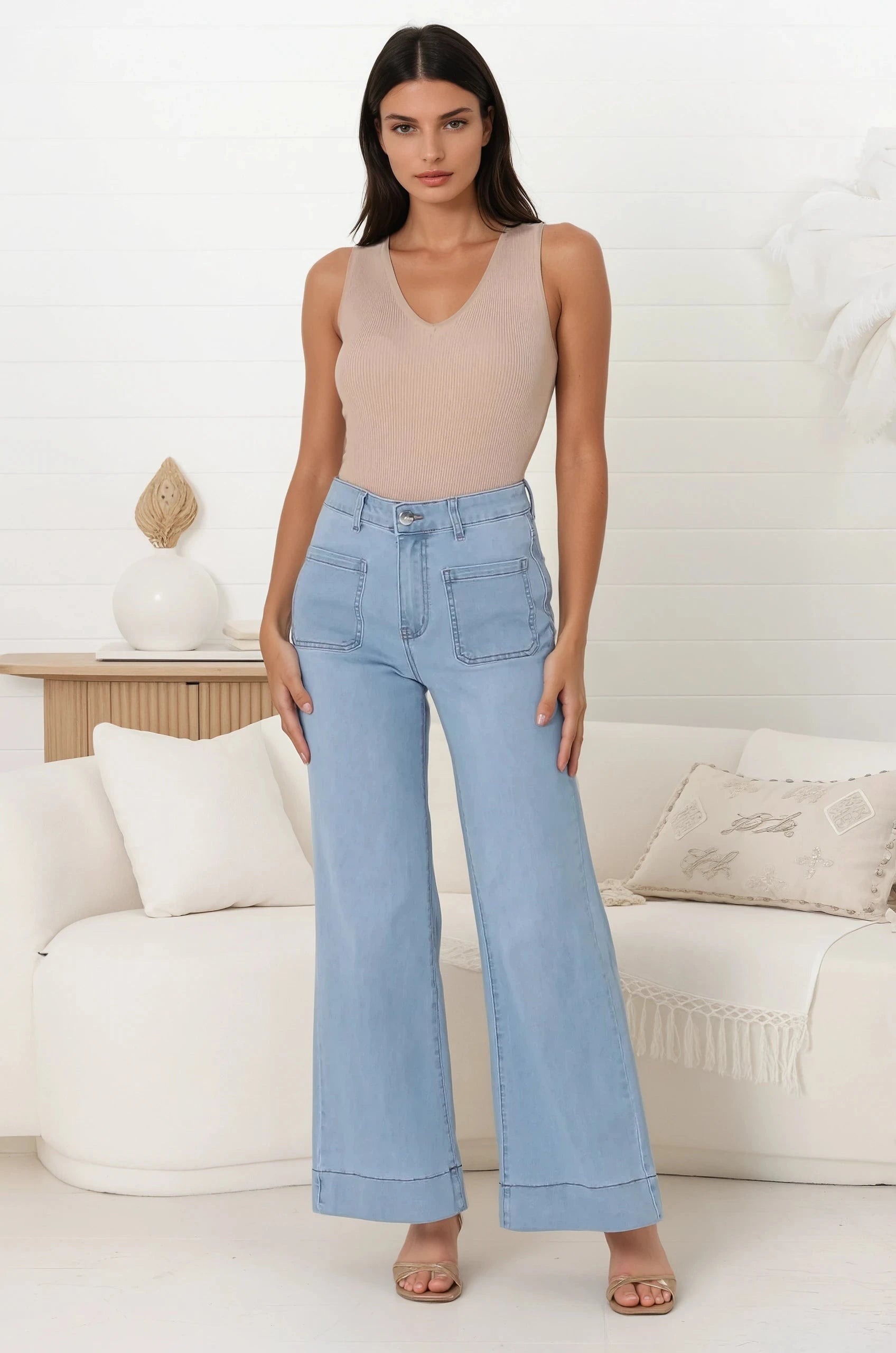 Cindy Wide Leg Jeans Light Denim