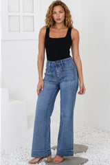 Cindy Wide Leg Jeans in Mid Denim Wash