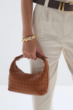 Cleo Woven Handbag - Tan