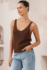 Costa Knit Top - V-Neck Tank Top in Chocolate