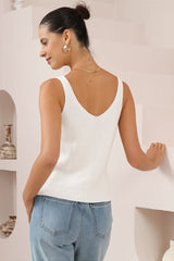 Costa Knit Top - V-Neck Tank Top in White