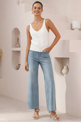 Costa Knit Top - V-Neck Tank Top in White