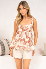 Cowrie Top - Square Neck Peplum Top in Nerita Print