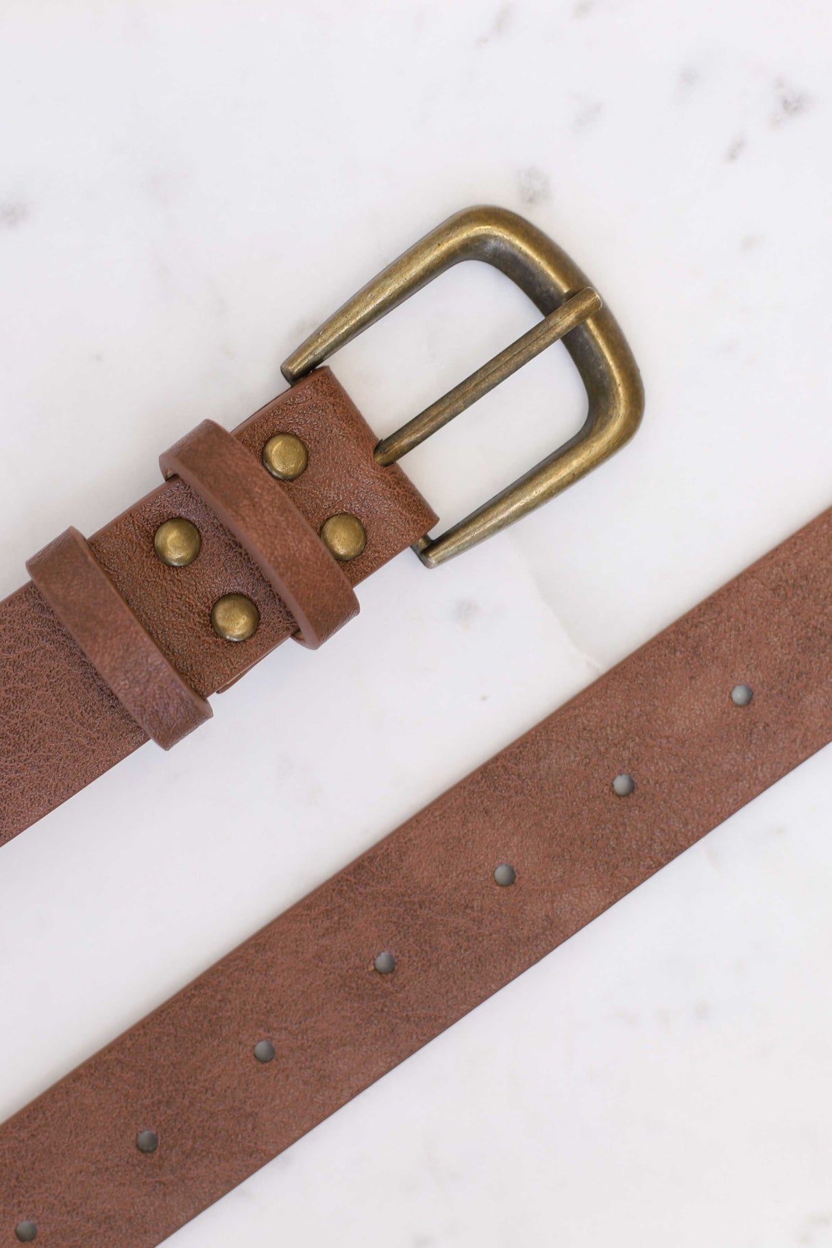 Creed PU Leather Gold Buckle Belt - Brown