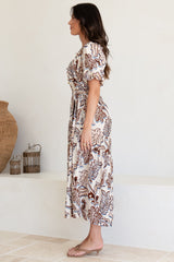 Criselda Maxi Dress - On or Off Shoulder Ballon Sleeve Dress in Palermo Print