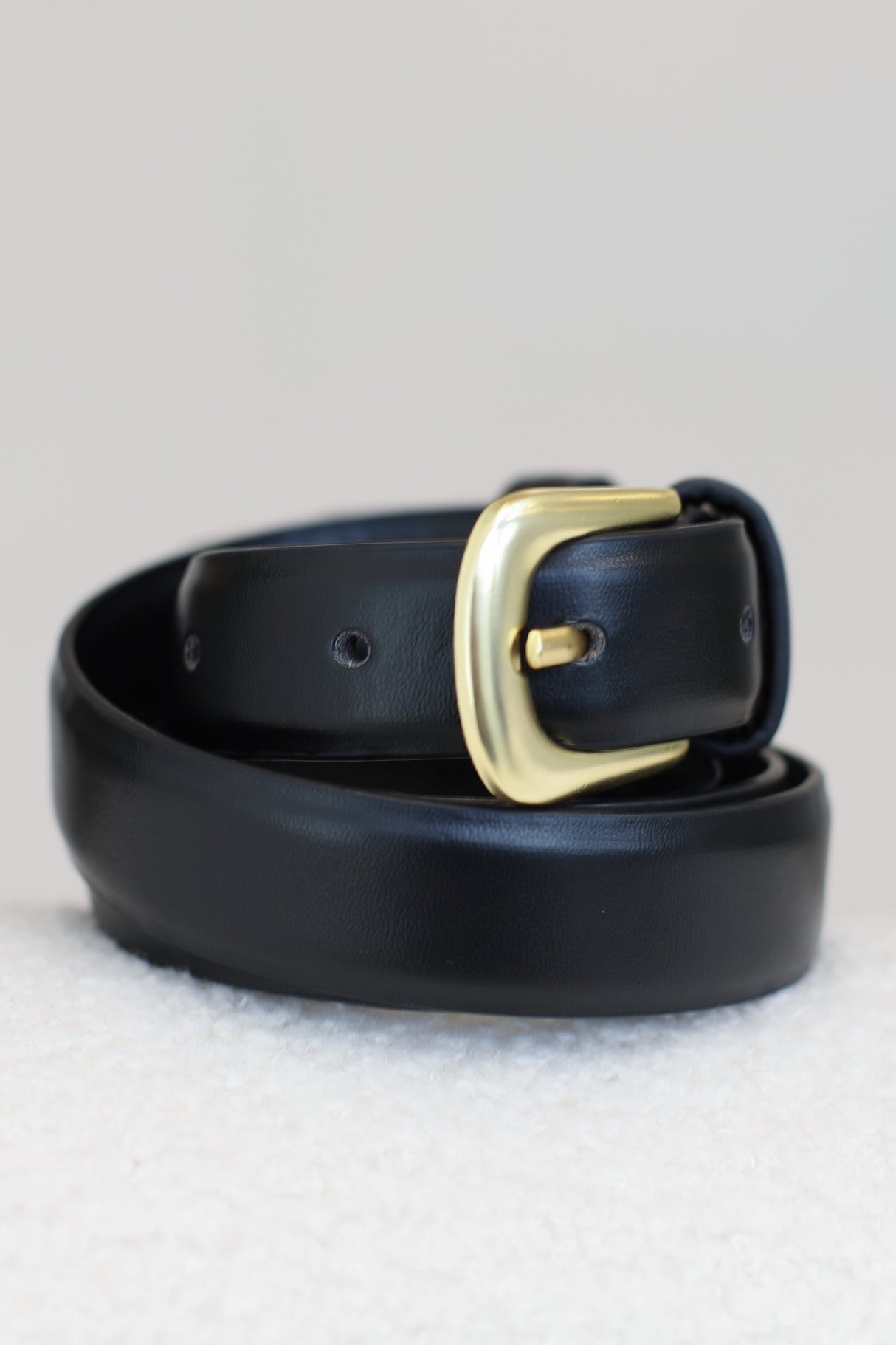 Cruz PU Leather Gold Buckle Thin Belt Set - Black/Brown