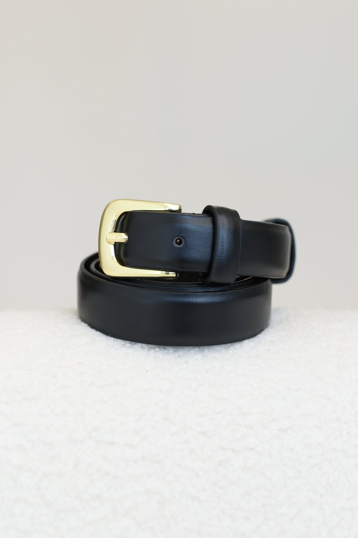 Cruz PU Leather Gold Buckle Thin Belt Set - Black/Brown