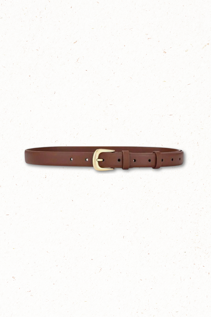 Cruz PU Leather Gold Buckle Thin Belt Set - Black/Brown