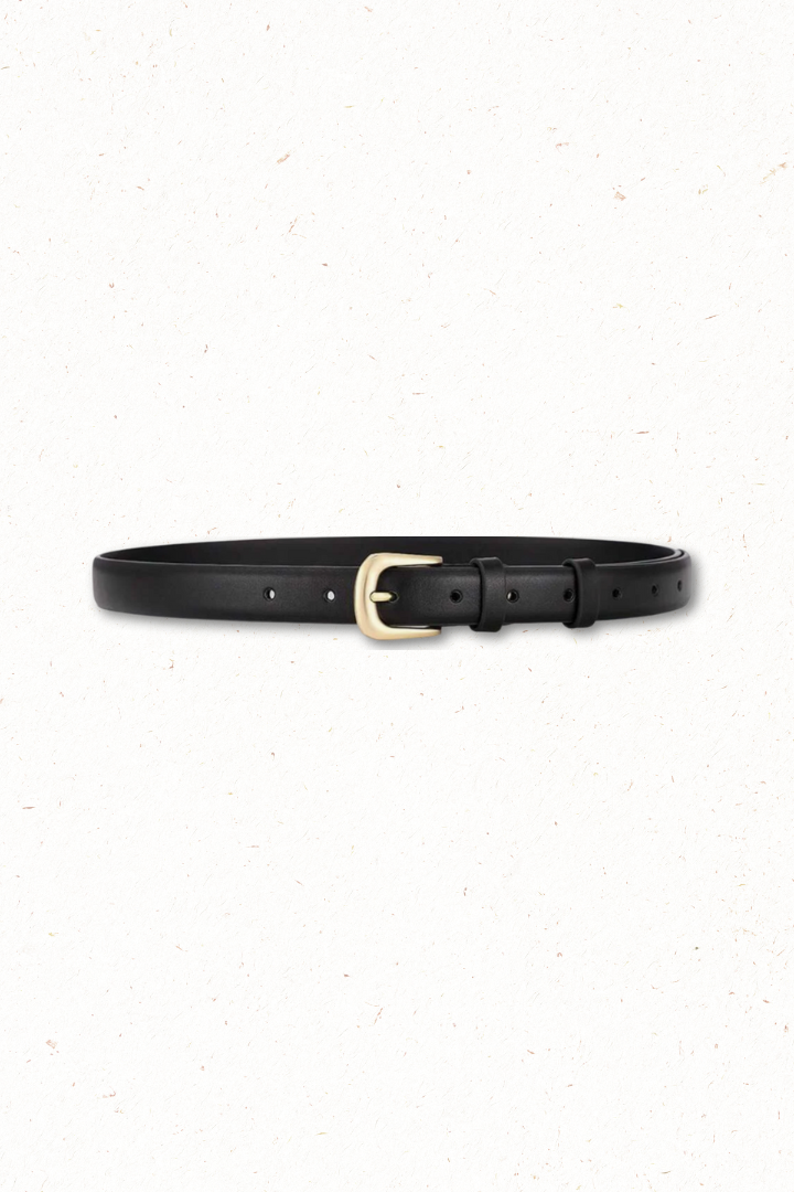 Cruz PU Leather Gold Buckle Thin Belt Set - Black/Brown