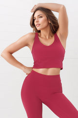 Axel Sports Crop - Waist Length In-Built Support Sports Top in Magenta