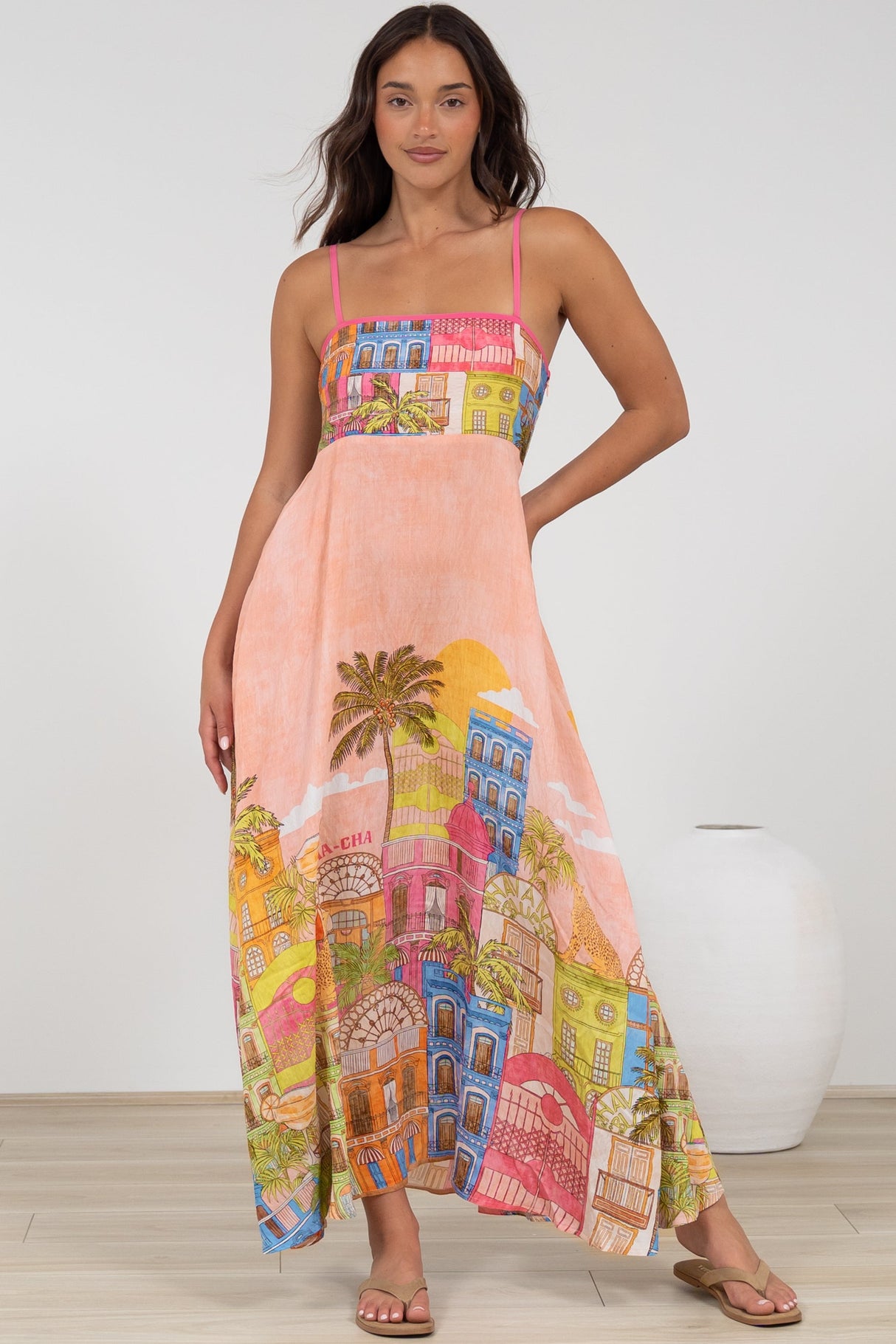 Danica Maxi Dress - Adjustable Spaghetti Strap Sun Dress in Tullia Print