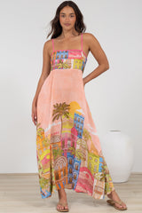 Danica Maxi Dress - Adjustable Spaghetti Strap Sun Dress in Tullia Print