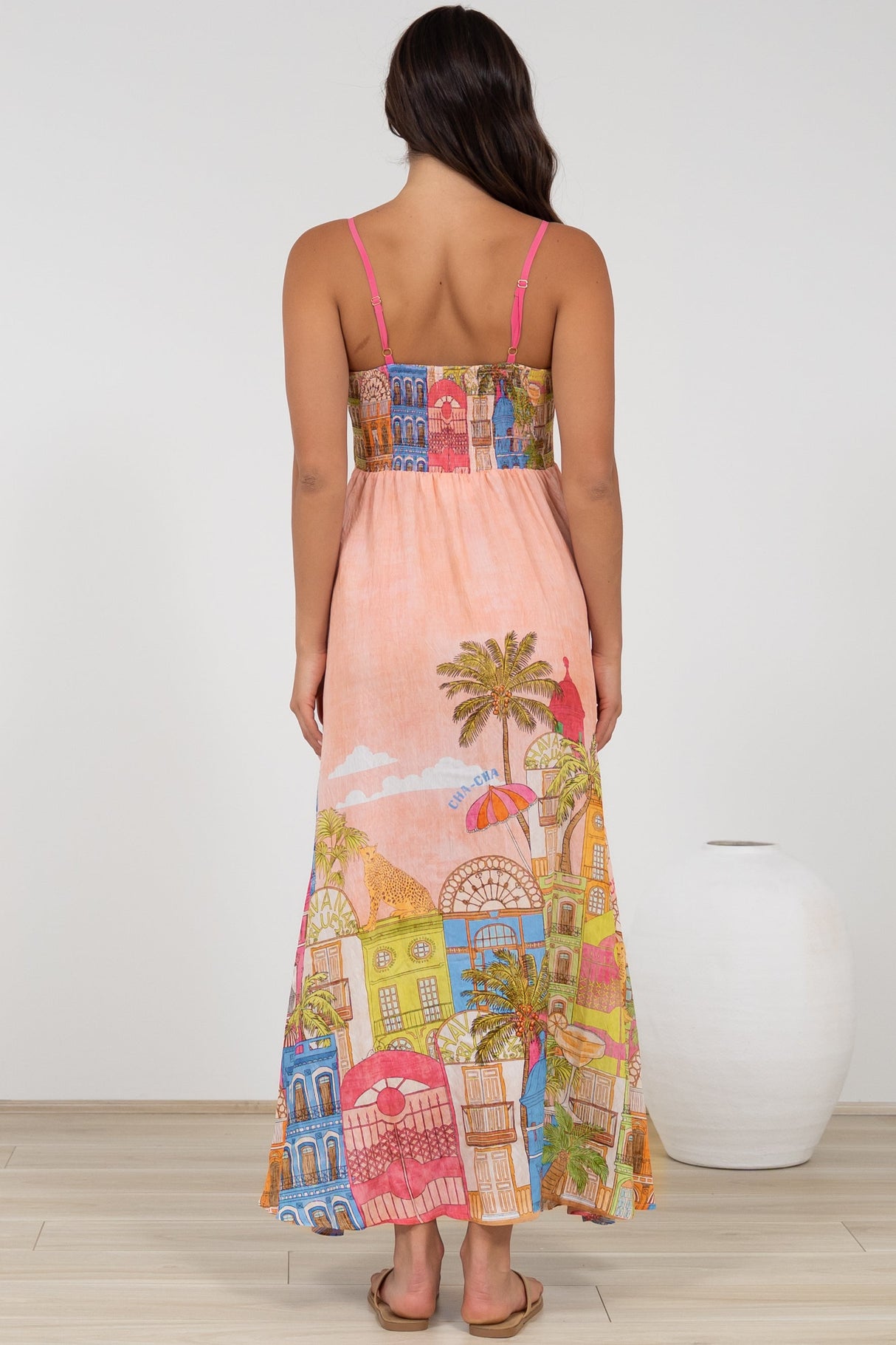 Danica Maxi Dress - Adjustable Spaghetti Strap Sun Dress in Tullia Print