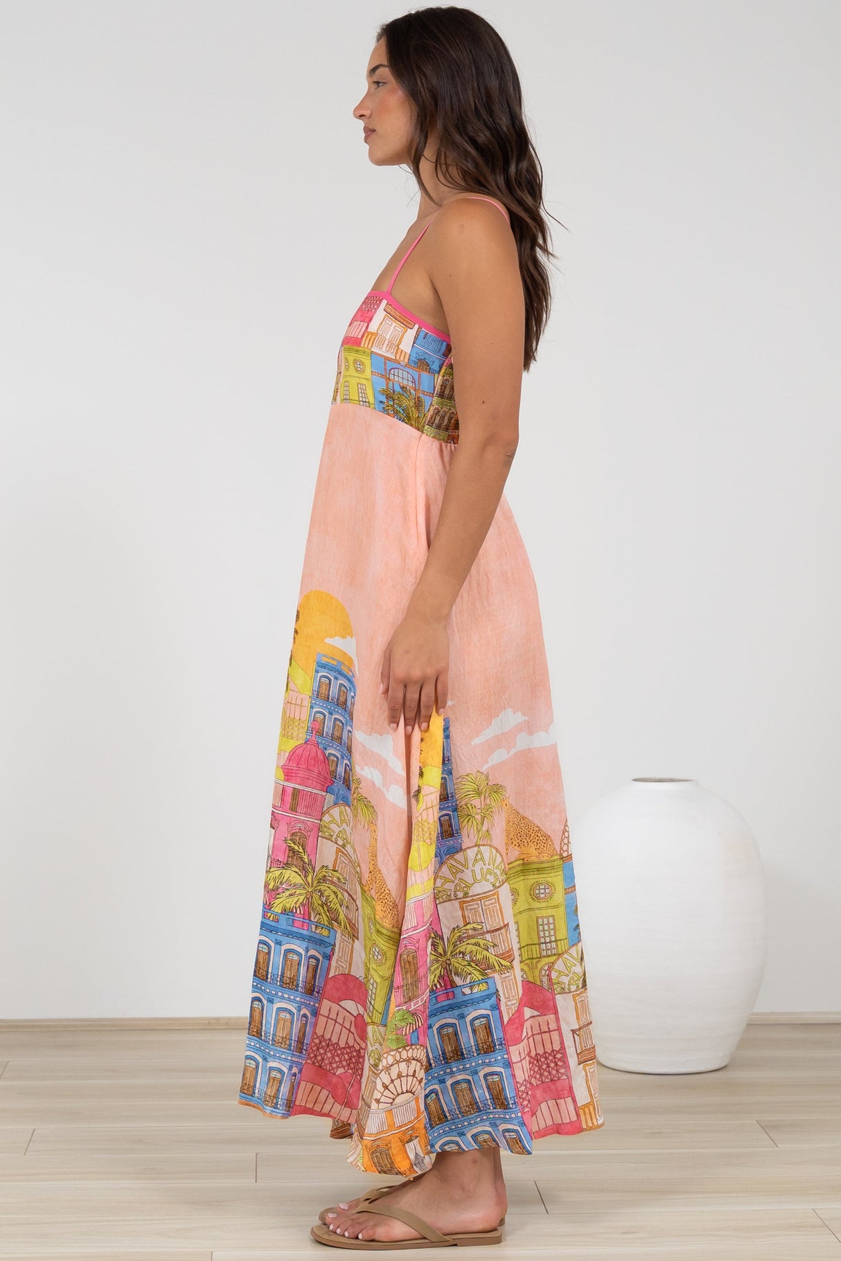 Danica Maxi Dress - Adjustable Spaghetti Strap Sun Dress in Tullia Print