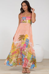 Danica Maxi Dress - Adjustable Spaghetti Strap Sun Dress in Tullia Print