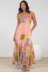Danica Maxi Dress - Adjustable Spaghetti Strap Sun Dress in Tullia Print