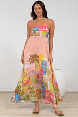 Danica Maxi Dress - Adjustable Spaghetti Strap Sun Dress in Tullia Print