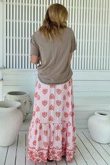 JAASE - Daphne Maxi Skirt: Tiered High Waisted Maxi Skirt in Desert Wildflowers Print