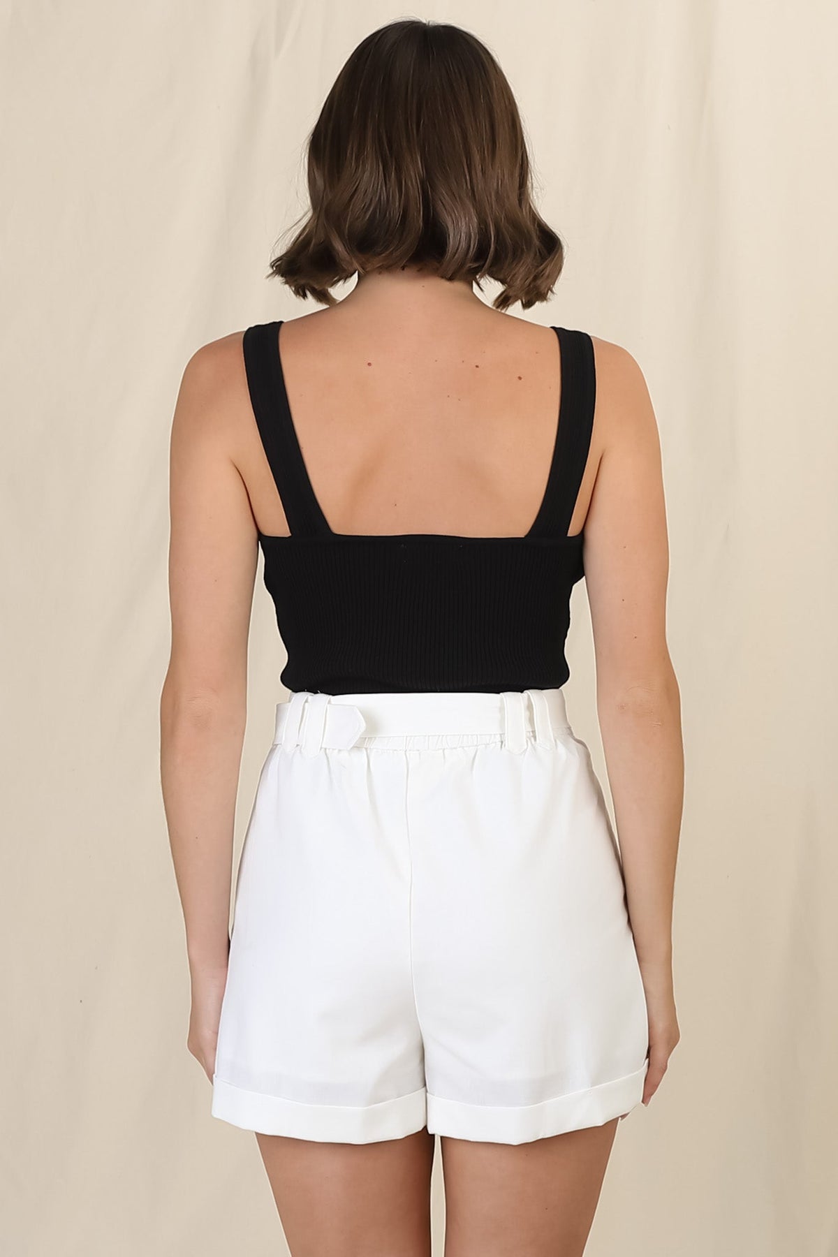 Dapper Shorts - Linen Blend Hight Waist Tailored Shorts in White