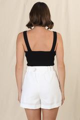 Dapper Shorts - Linen Blend Hight Waist Tailored Shorts in White