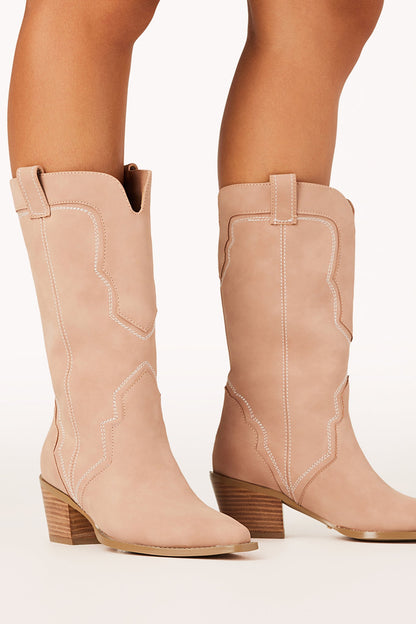 Dariel Boots - Mid Calf Western Boots in Orchid Nubuck