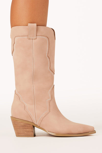 Dariel Boots - Mid Calf Western Boots in Orchid Nubuck