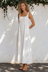 Model wearing Darla Maxi Dress in White from Salty Crush
