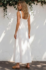 Model wearing Darla Maxi Dress in White from Salty Crush