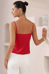 Darma Cami - Lace Bodice Adjustable Strap Top in Red