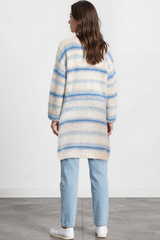 Model wearing Delaney Cardigan in Blue from Salty Crush