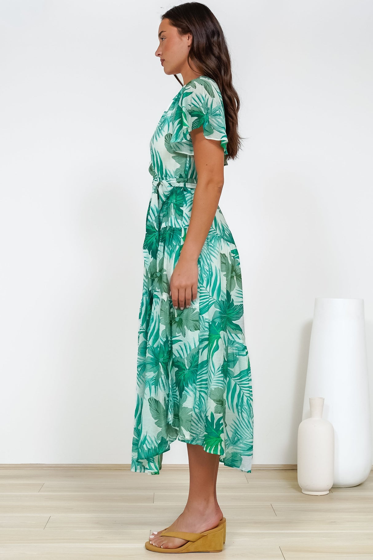 Delton Midi Dress in Rianne Print Green