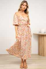 Devlin Midi Dress - Tie Up A-Line Dress with Elasticated Bodice in Noelia Print