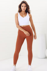 Axel Leggings - High Waisted Full Length Leggings in Tan