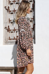 Dian Mini Dress - Balloon Sleeve Smock Dress with Pockets in floral Amirah Print