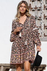 Dian Mini Dress - Balloon Sleeve Smock Dress with Pockets in floral Amirah Print