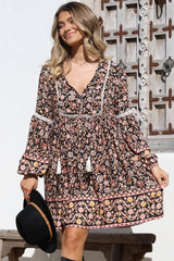 Dian Mini Dress - Balloon Sleeve Smock Dress with Pockets in floral Amirah Print