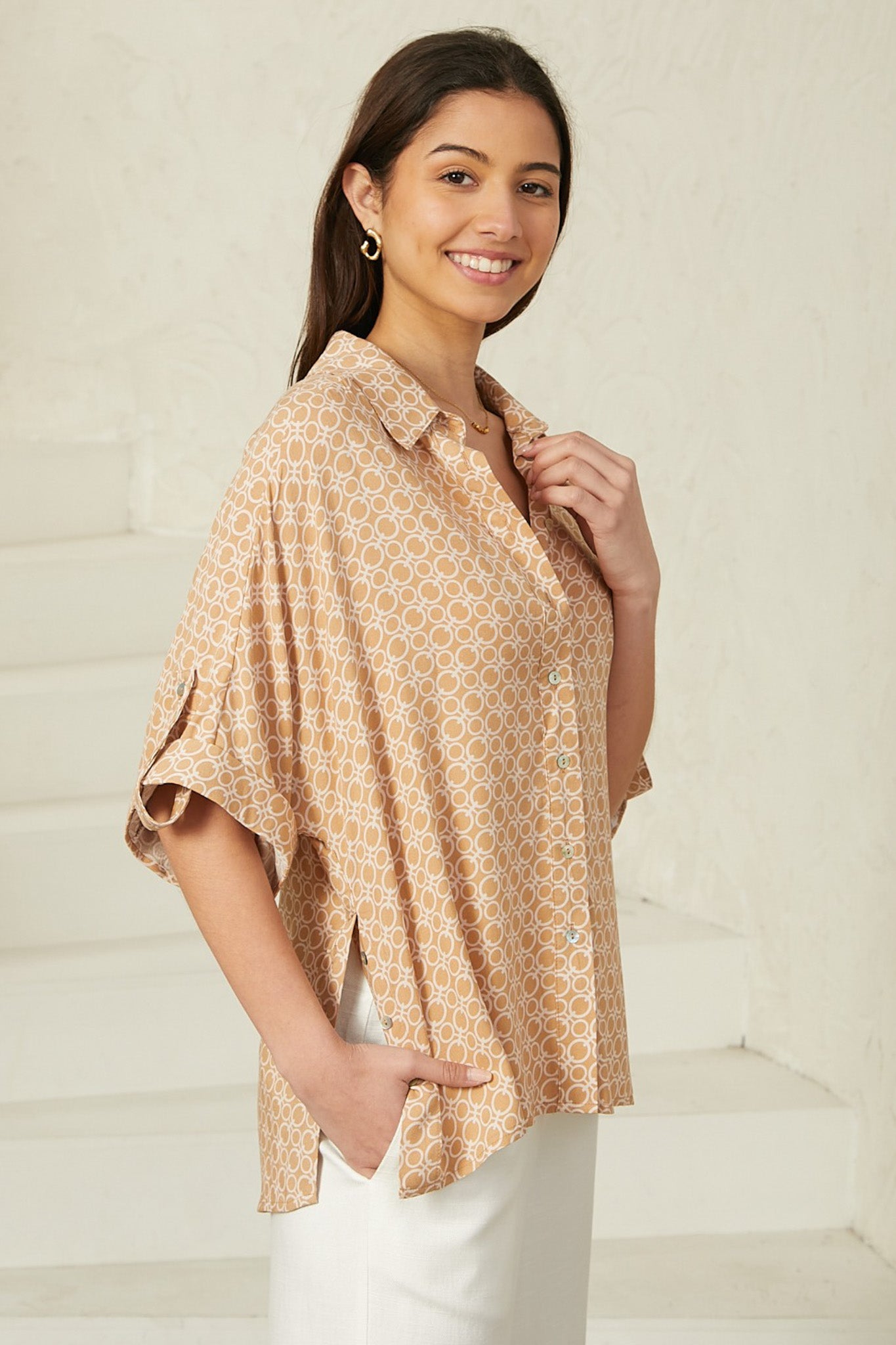 Dion Shirt - Collared Button Down Shirt in Collie Print