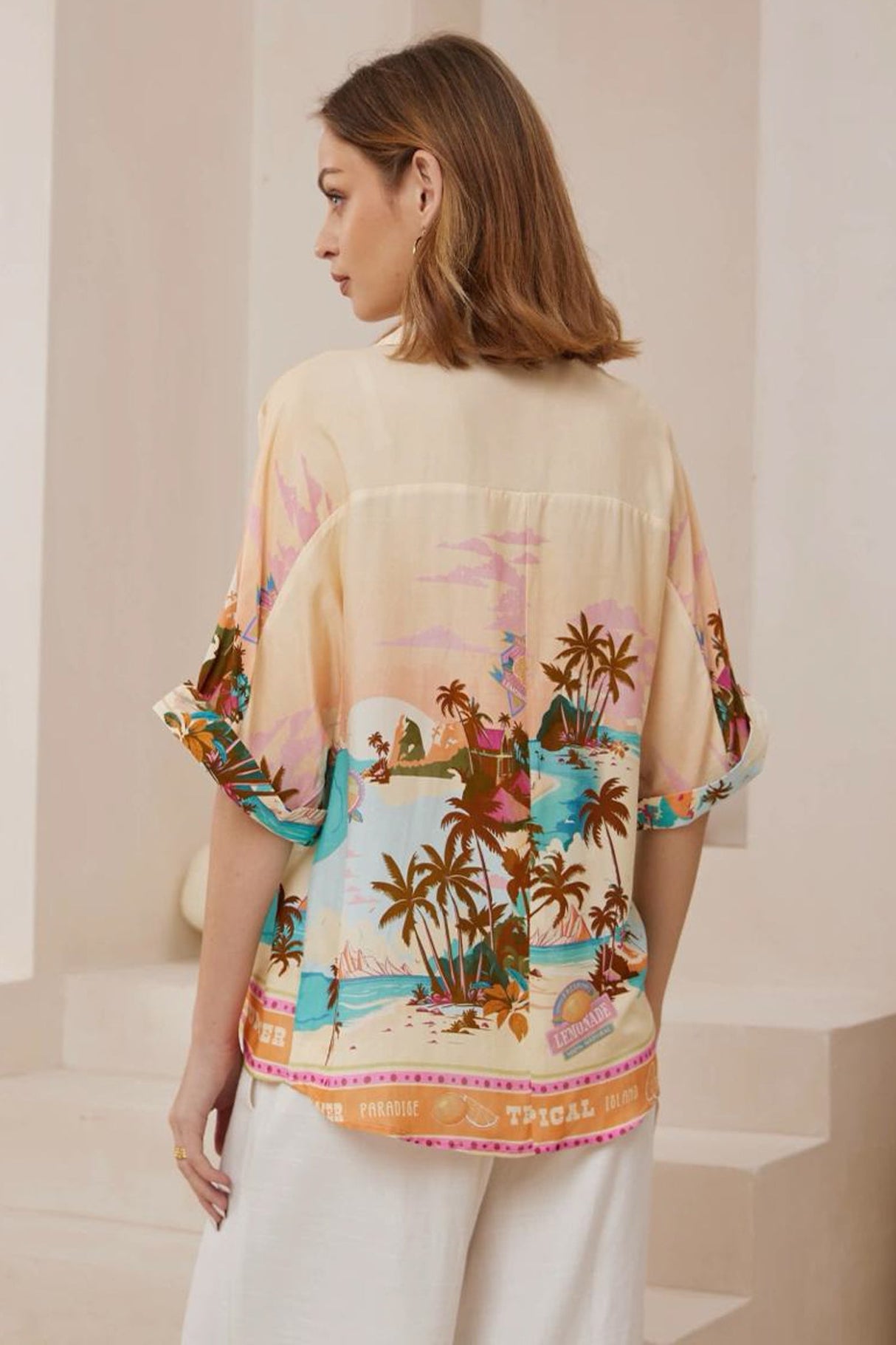 Dion Shirt - Collared Button Down Shirt in Summer Paradise Print