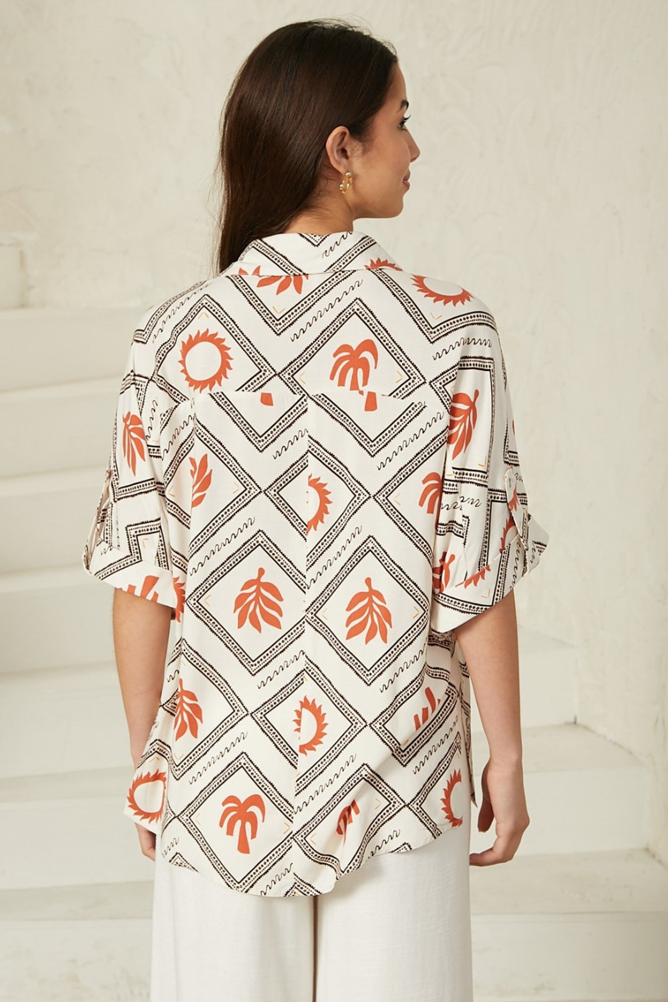 Dion Shirt - Collared Button Down Shirt in Tuscan Sun Print