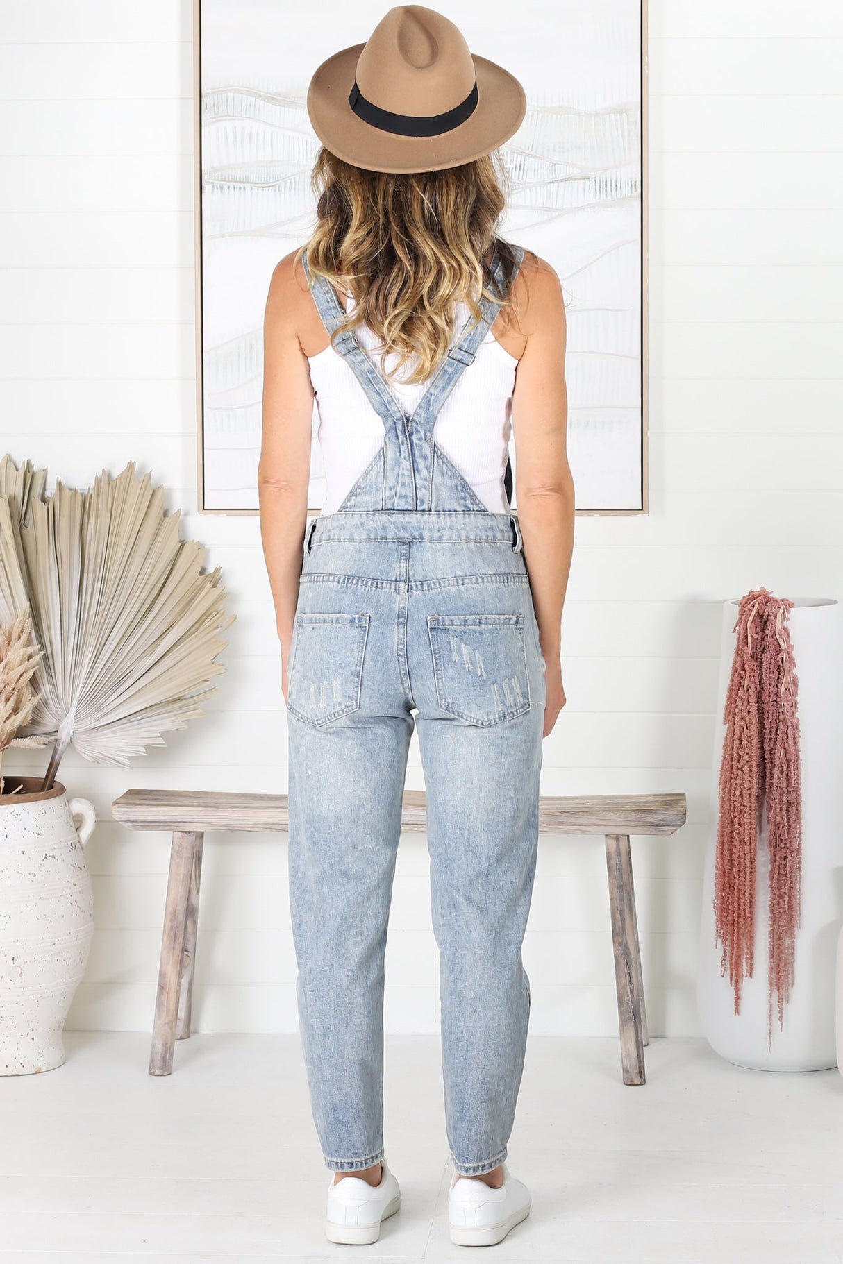 Aeryn Denim Overalls - Straight Leg Dungarees in Stone Wash Denim