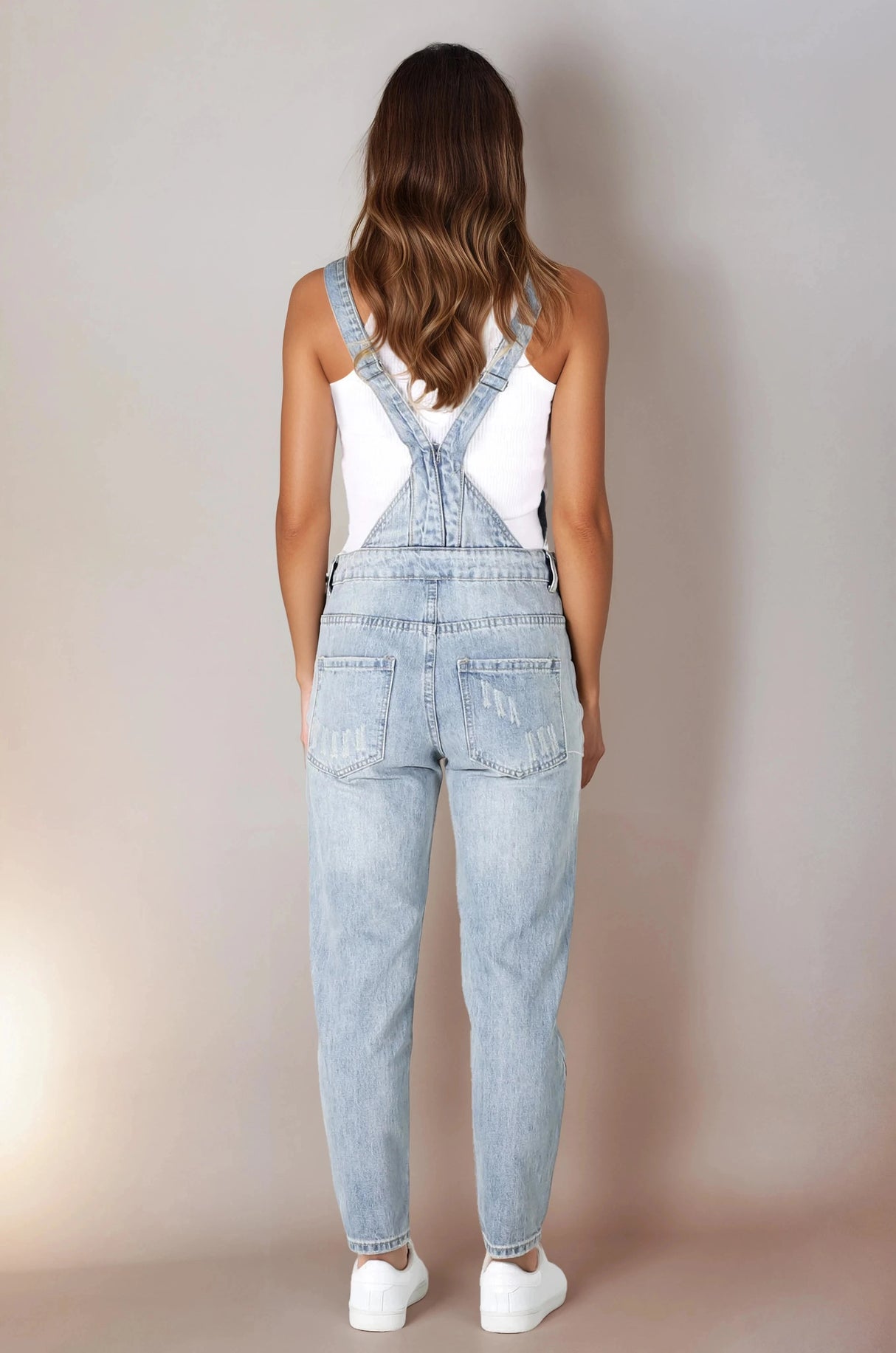 Aeryn Denim Overalls - Straight Leg Dungarees in Stone Wash Denim