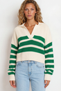 Model wearing Dixon Jumper in Cream/Green from Salty Crush