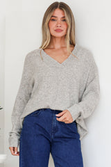 Model wearing Donoven Jumper in Grey from Salty Crush