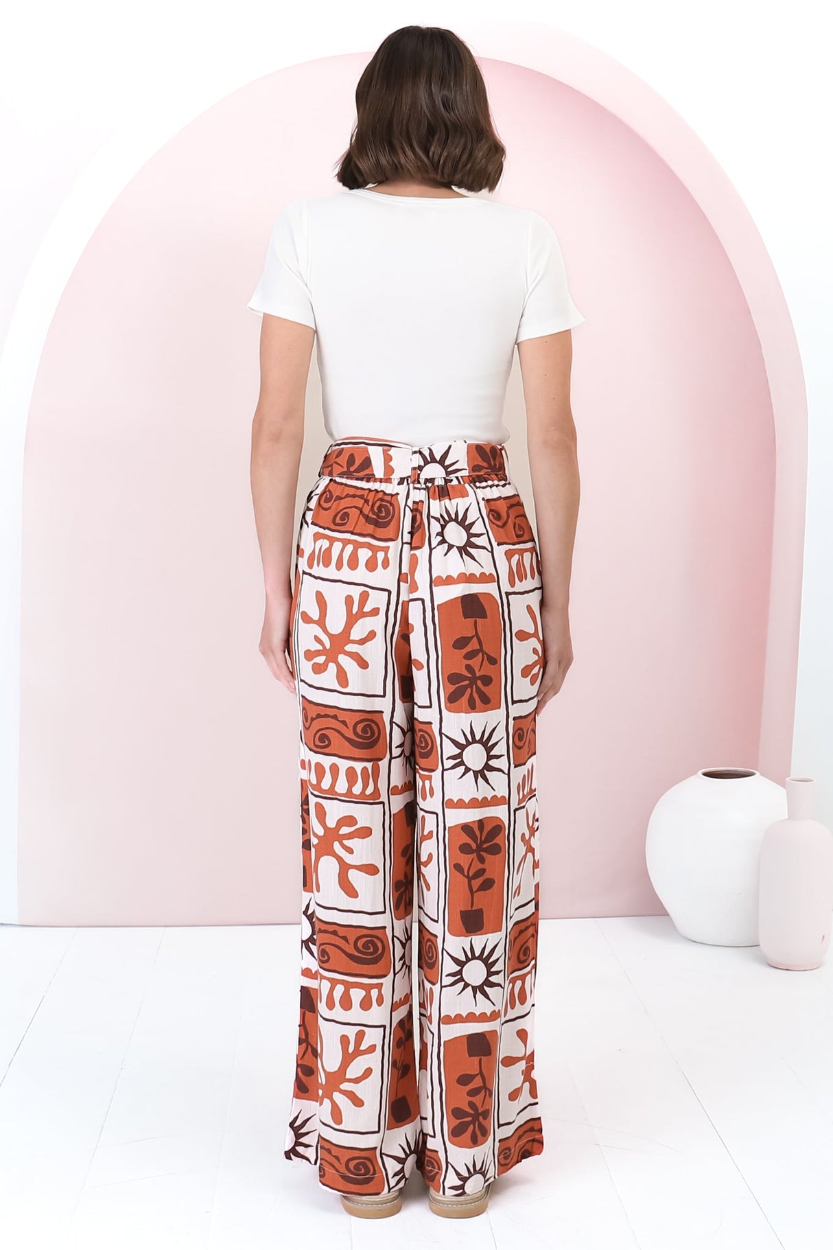 Dory Pants - High Waisted Belted Wide Leg Pants in Madeleine Print