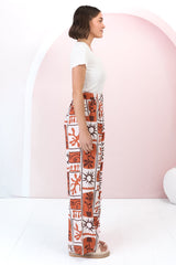 Dory Pants - High Waisted Belted Wide Leg Pants in Madeleine Print