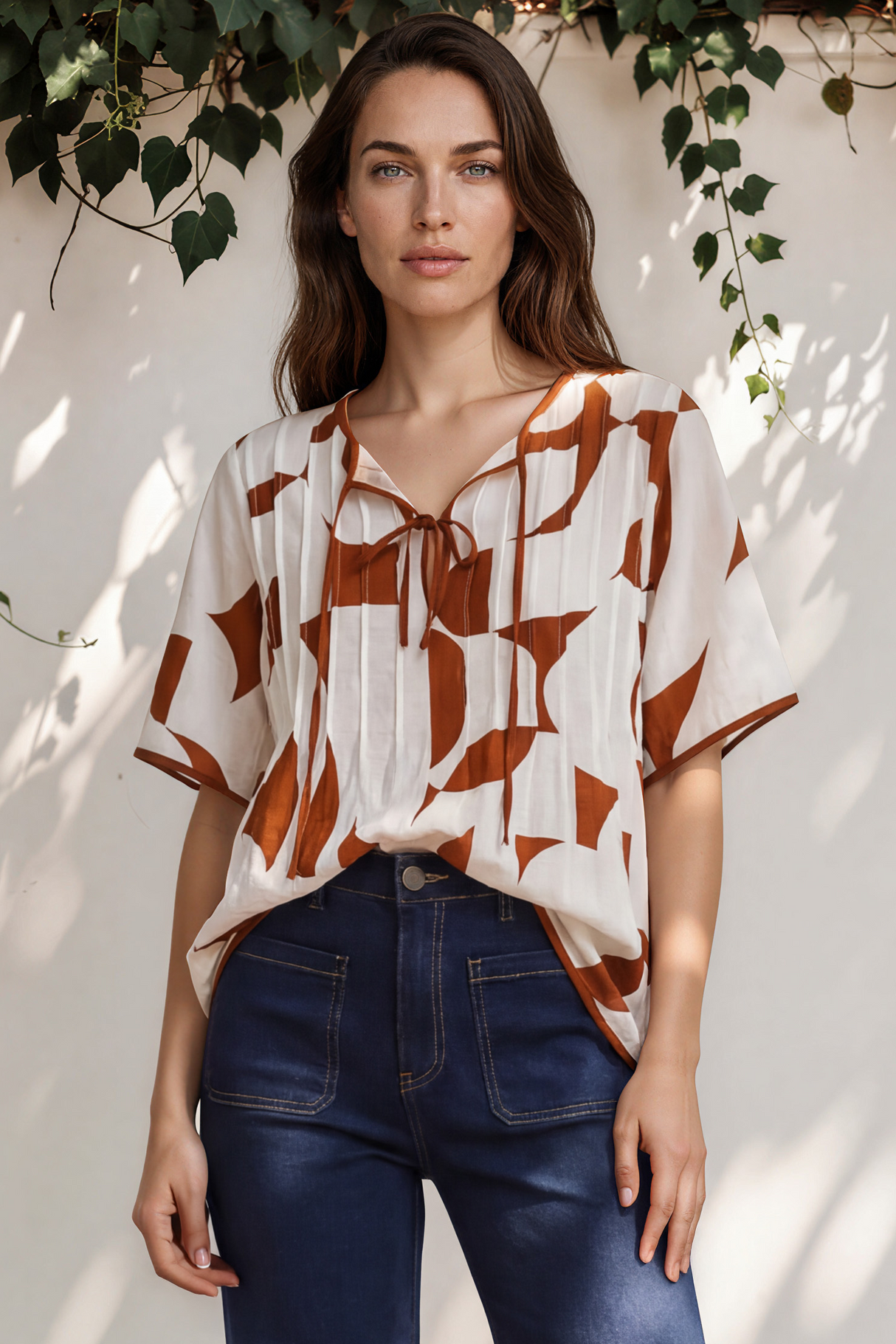 Model wearing Druitt Top in Oasis Print from Salty Crush