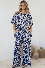 Dudah Pants -  High Waisted Wide Leg Pants in Moonshadow Print