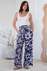 Dudah Pants -  High Waisted Wide Leg Pants in Moonshadow Print