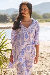 JAASE - Dustin Shirt: Oversized Long Button Down Shirt in Mai Tai Print